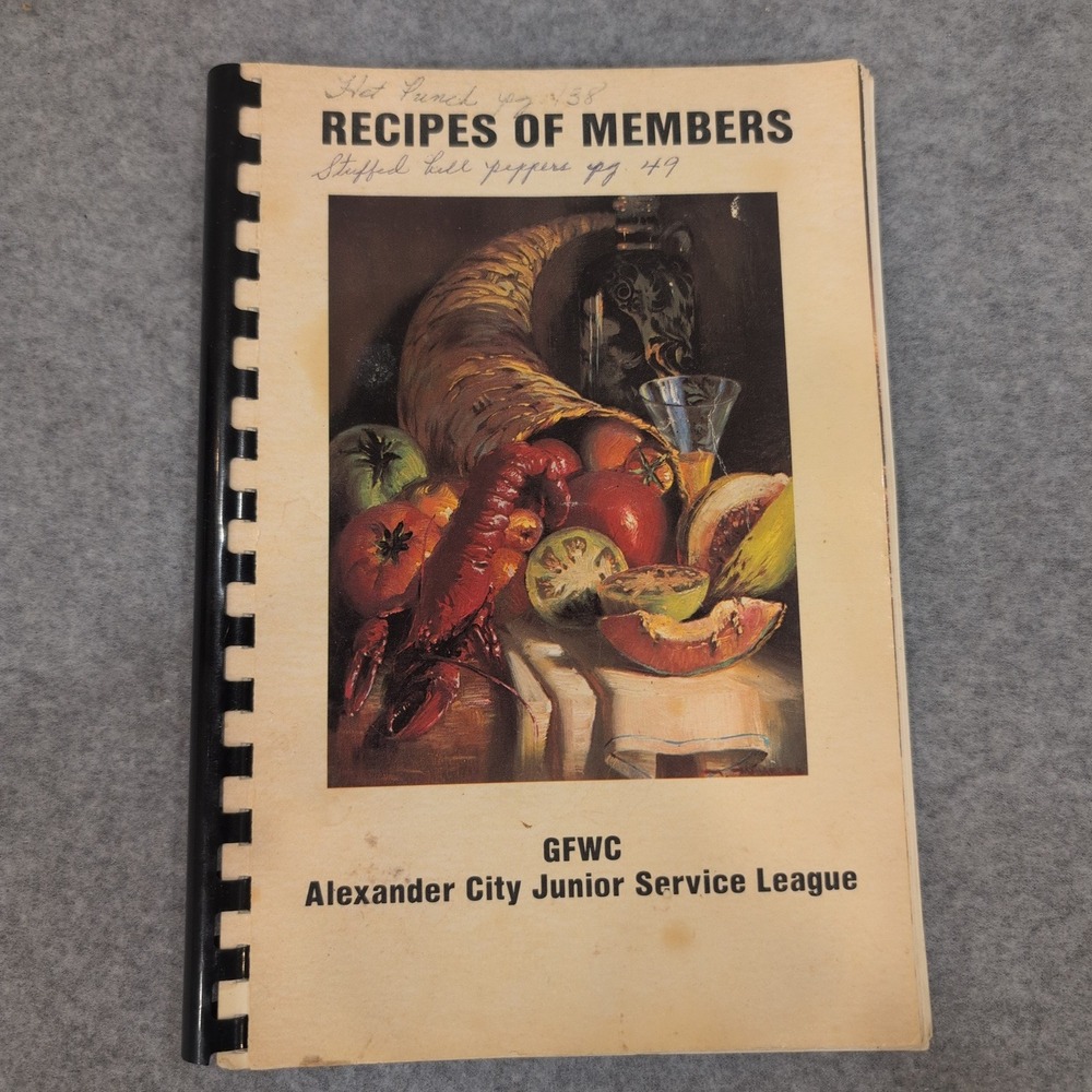 1982 GFWC Alexander City Junior Service League Cookbook Recipes of Members - Picture 1 of 3